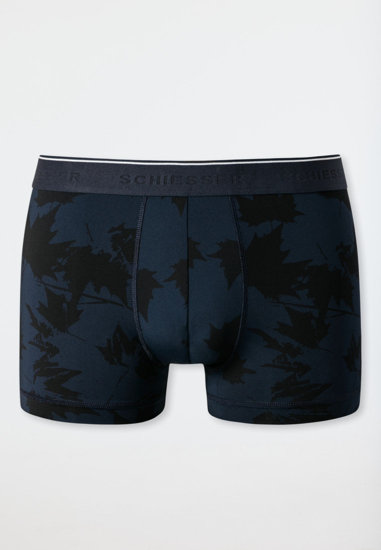 Short microvezel bladprint donkerblauw/zwart - Fashion Daywear