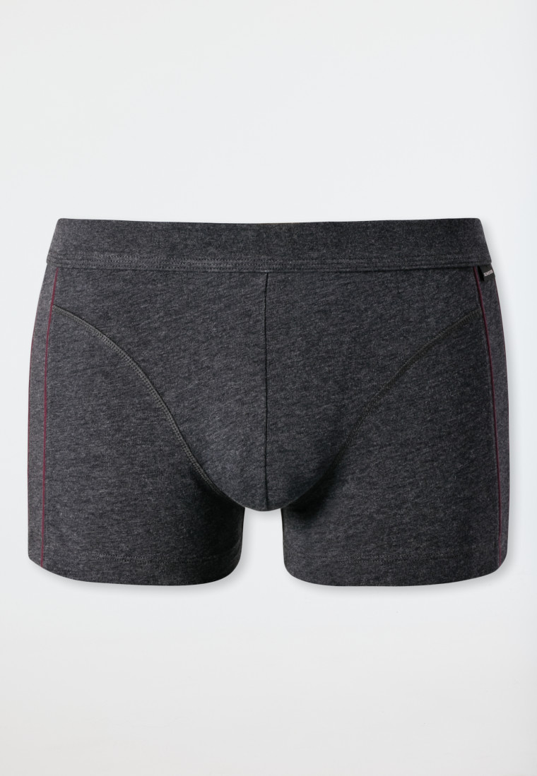 Shorts Organic Cotton Paspeln anthrazit-meliert/rot - Comfort Fit
