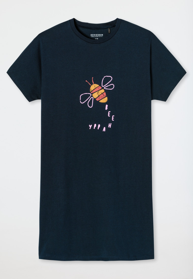 Sleepshirt kurzarm Organic Cotton Biene anthrazit - Happy Summer