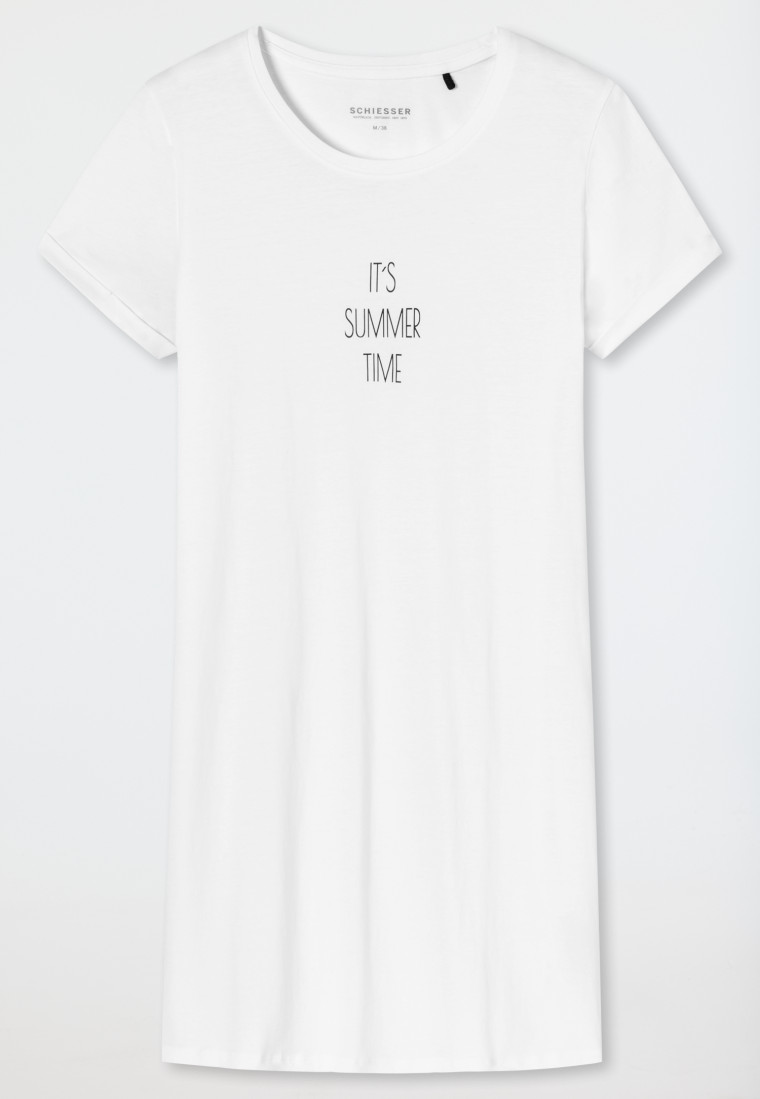 Sleep shirt short-sleeved print white - Summer Night