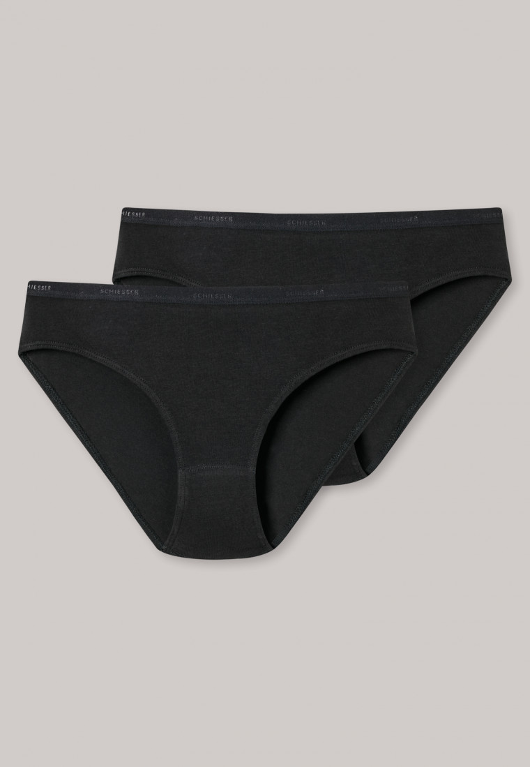 Panties double pack organic cotton black - 95/5
