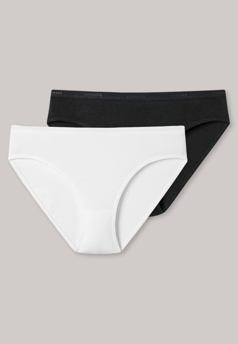 Panties 2-pack organic cotton white/black - 95/5