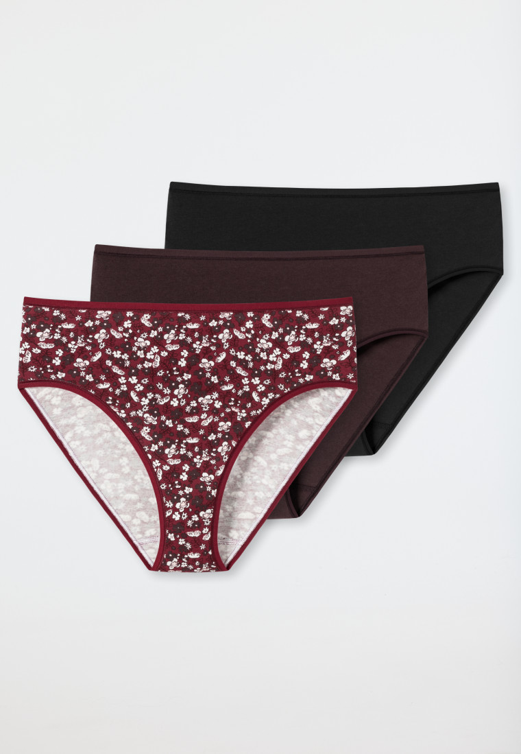 Panty 3-pack Organic Cotton black/plum/berry patterned - 95/5 Organic | SCHIESSER Panty 3-pack Organic Cotton black/plum/berry patterned - 95/5 Organic | SCHIESSER