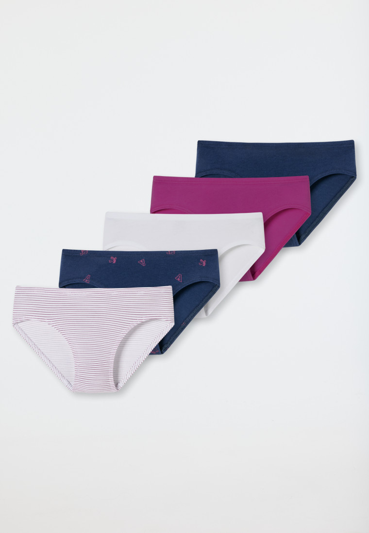 Panties pack of 5 organic cotton soft waistband college stripes  multicolored - 95/5