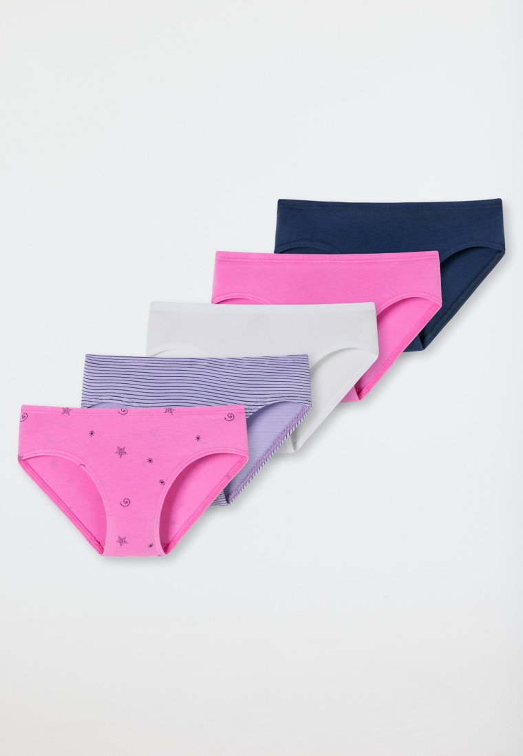 Panties pack of 5 organic cotton soft waistband space stripes multicolored  - 95/5