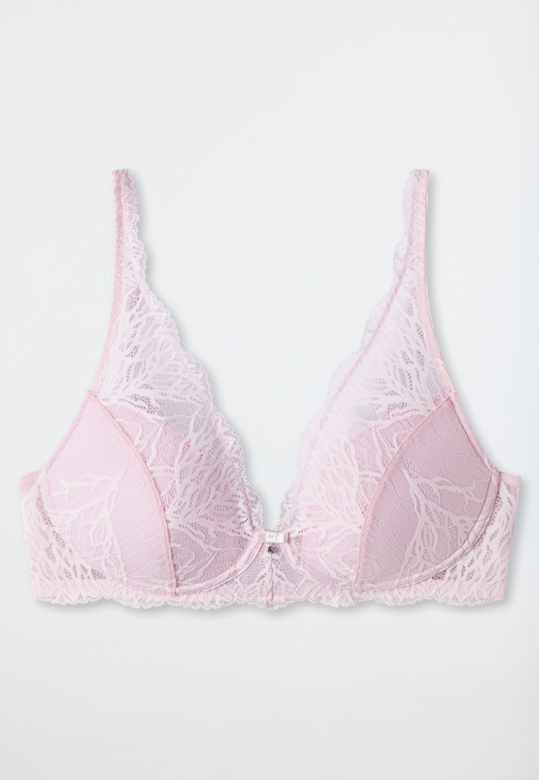 Soft bra with cups non-wired lace delicate pink - Modal and Lace