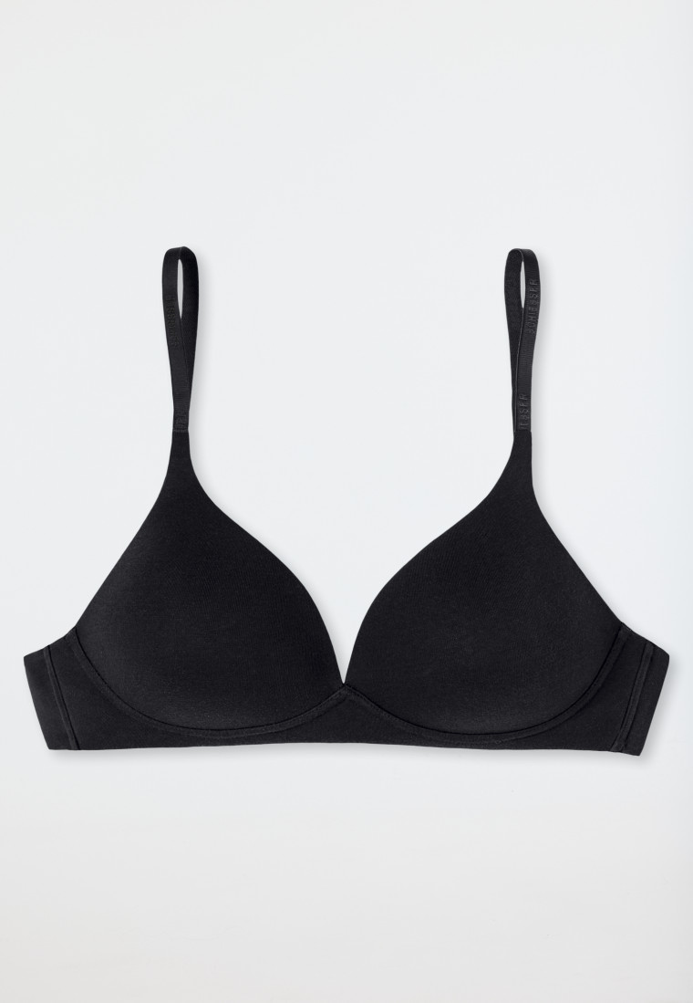 Reggiseno morbido in cotone biologico con conchiglia, nero - 95/5