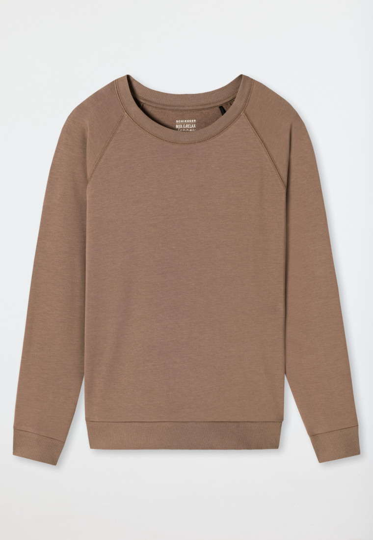 Sweatshirt lange mouwen lyocell manchetten bruin - Mix+Relax Lounge