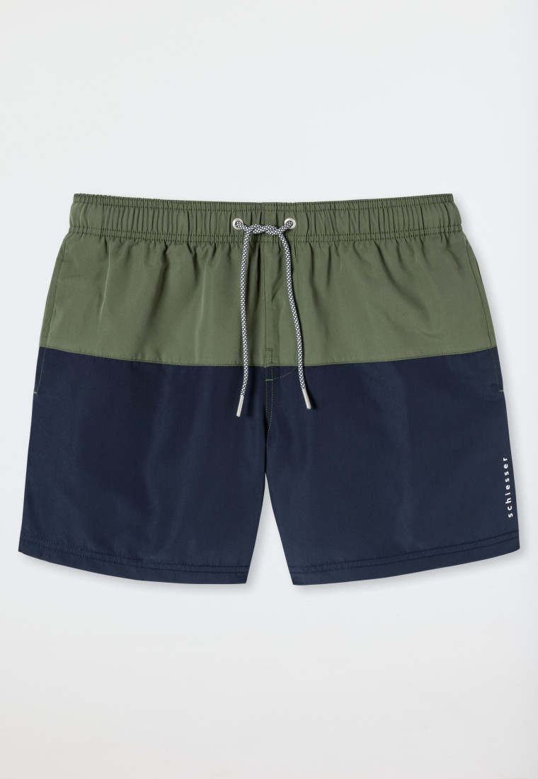 Pantaloncini da bagno in tessuto a righe color block, oliva-blu scuro -  California Coast | SCHIESSER