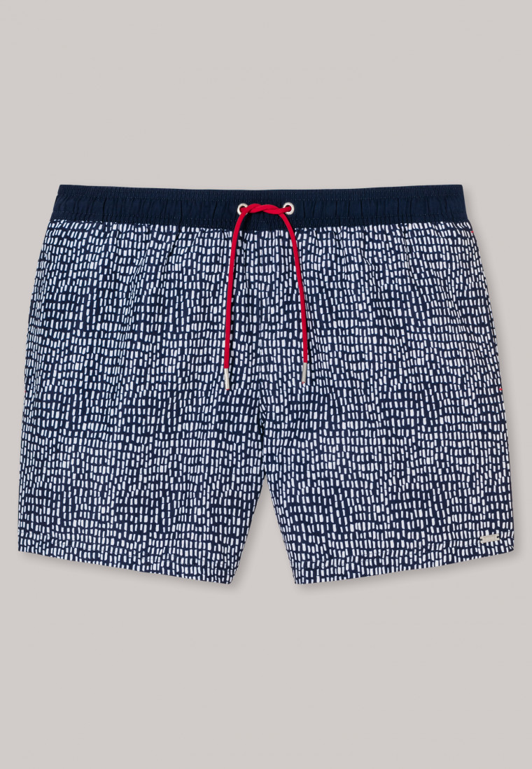 Swim shorts woven fabric recycled patterned dark blue - Nautical Fashion