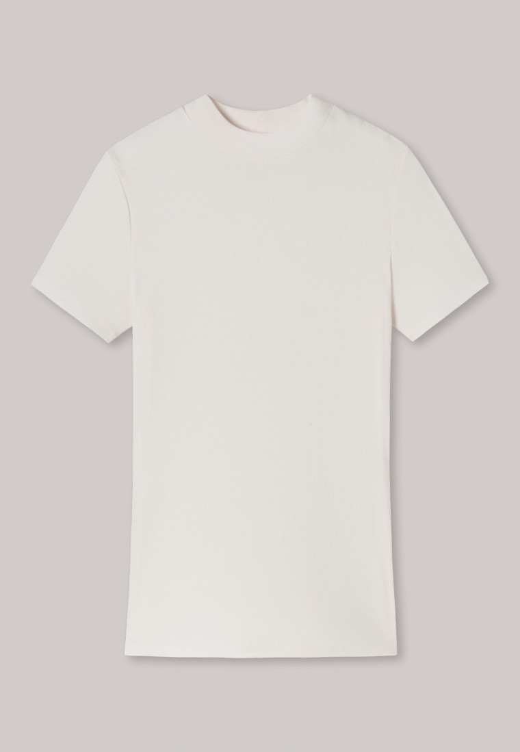 T-shirt a doppia costa con colletto alla coreana, vaniglia: Mix + Relax |  SCHIESSER