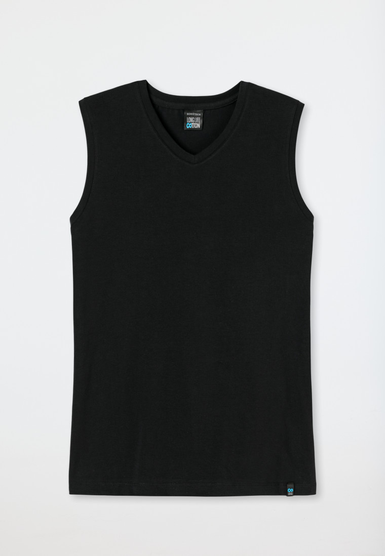 Tank top black Long Life Cotton SCHIESSER