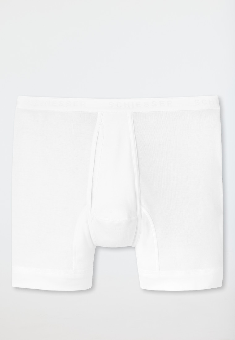 Unterhose kurz mit Eingriff Feinripp weiß - Original Feinripp