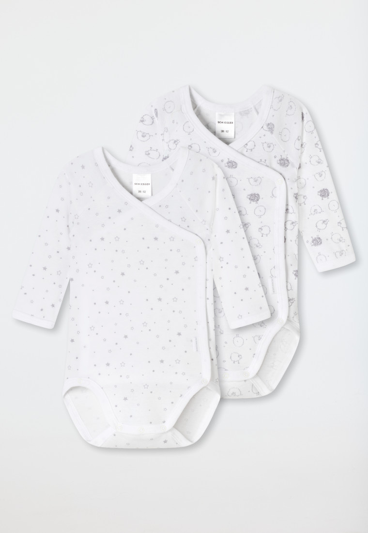 Body Bébé Manches Longues Schiesser - Taille 62-104, 95% Coton, Col Chemisier, Parfait Pour Baptême