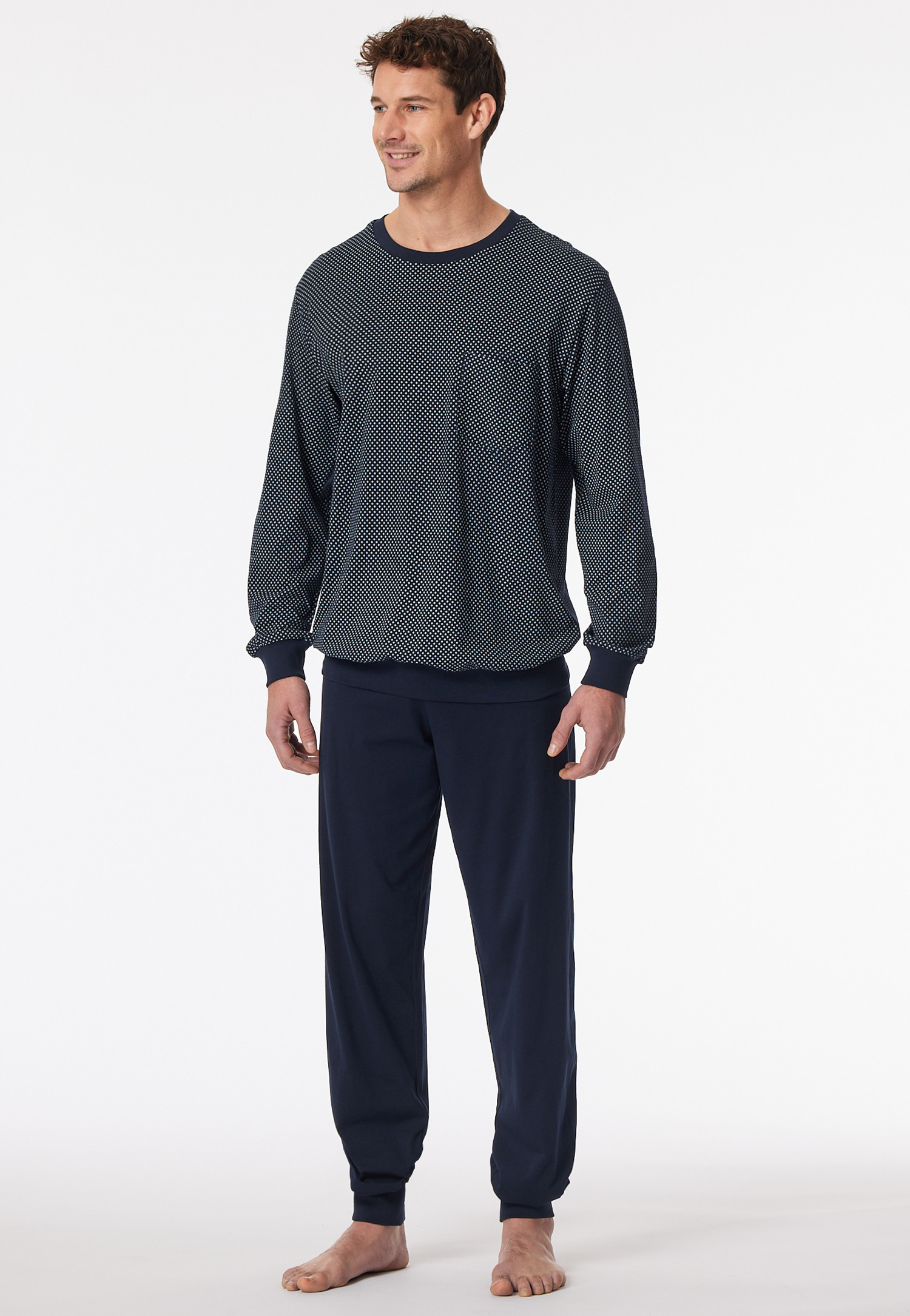 Schlusser Herren Schlafanzug Langarm - Nightwear Set Aus 100% Baumwolle