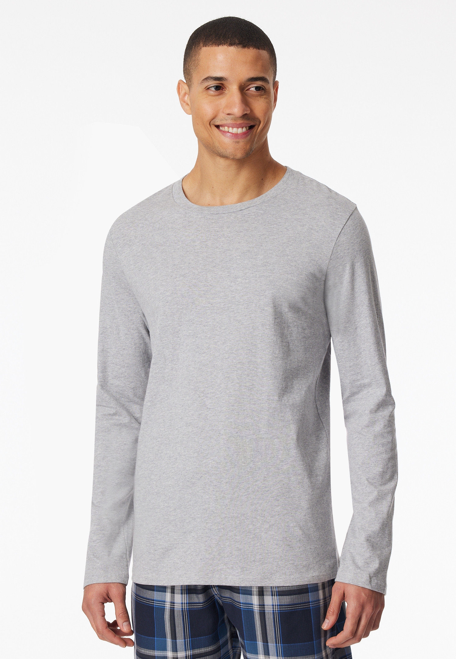 Schiesser Herren Langarmshirt - Bequemes Schlafanzugoberteil Rundhals