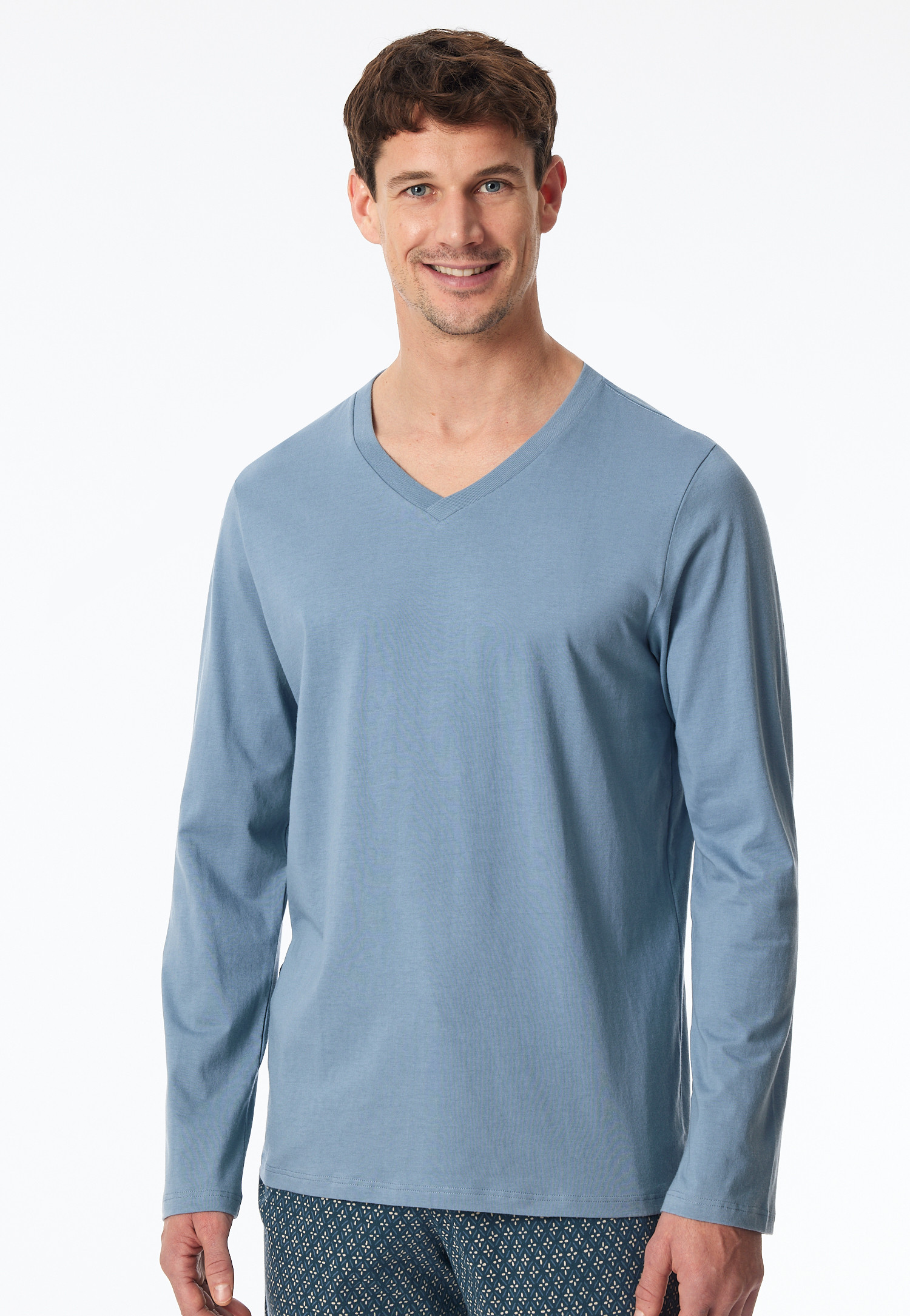HERMKO Herren Langarm Shirt Mit V-Ausschnitt – Baumwolle/Modal, Weich & Atmungsaktiv