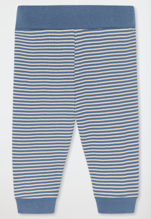 Baby set 2-piece fine rib short-sleeved body pants palm tree light blue - Natural Love