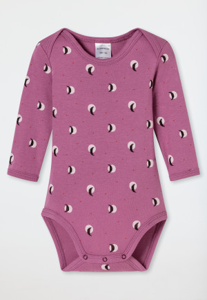 Lange mouwen romper 2-pack fijnrib gestreept mauve - Natural Love