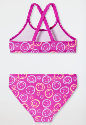 Bikini gebreide stof SPF40+ Smileys fuchsia - Aqua