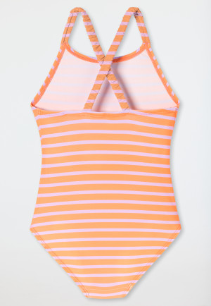 Badpak gebreide stof SPF40+ strepen lichtrood - Aqua