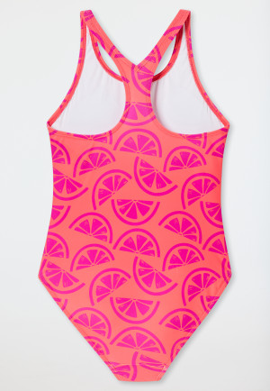 Badpak Gebreide stof SPF40+ schoolsport citroenen levendig rood - Aqua