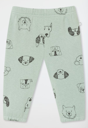 Babyanzug 2-teilig Sweatware Hunde oliv - Baby