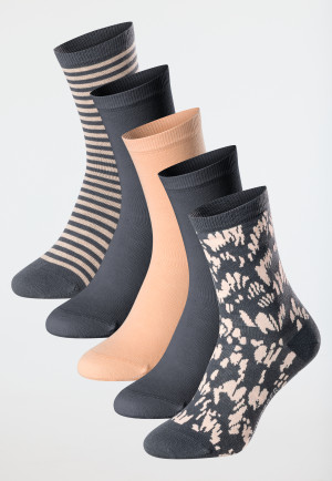 Damessokken, set van 5, beige/donkergrijs - Fashion