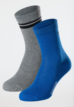 Men's Socks, 2-pack, in grey melange/blue - fashion