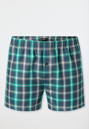 Boxershorts 2er-Pack Webware kariert gemustert blau/ grün - Boxershorts Multipacks