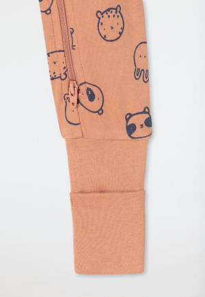 Combinaison longue pour bébé, en tissu côtelé fin, avec fermeture éclair, couleur brique brûlée - Bébé