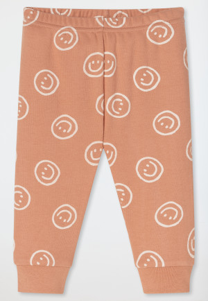 Pyjama long pour bébé, 2 pièces, en tissu côtelé fin, couleur « brique brûlée » - Bébé