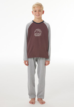 Pyjama long à manches raglan, couleur chocolat - Nightwear