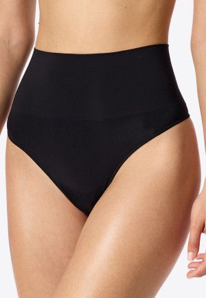 High Waist Cheeky String seamless Jersey schwarz - Seamless Contouring
