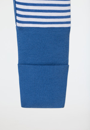Babyanzug lang unisex Bambus Vario Knopfleiste Ringel aqua - Bamboo