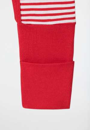 Babyanzug lang unisex Bambus Vario Knopfleiste Ringel rot - Bamboo