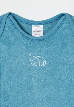 Body bambino manica lunga unisex in spugna modal orso celeste - Natural Love