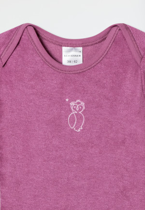 Body bambino manica lunga unisex in spugna modal gufo malva - Natural Love