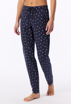 Lange broek manchetten donkerblauw stippen - Mix+ Relax