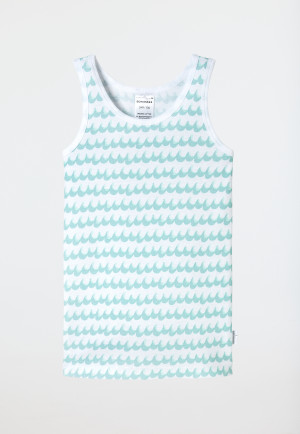 Onderhemden set van 2 golven turquoise/ wit - Fine Rib