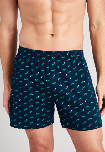 Boxer shorts jersey 2-pack dachshund patterned green / dark blue - Fun Prints