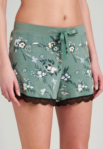 Pantalon court dentelle imprimé floral kaki - Mix + Relax