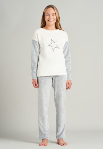 Pajamas long fleece star heather gray - Winter Fun