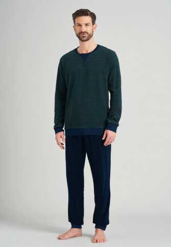 TOP Herren Schlafanzug Pyjama Gr M bis 3XL türkis blau gemustert NEU