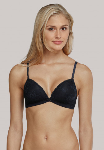 Wire-free molded soft bra with all-over lace midnight blue - Pure Lace