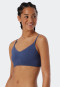 Soft bra no underwire removable cups lace blue - Seamless Recycled Rib