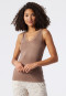 Top Tencel V-neck lace brown - Tencel Lace