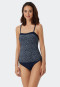 Tankini set soft cups variable straps midi bottoms adjustable sides dark blue patterned - Sea Blossom