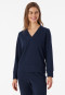 Sweatshirt long-sleeved double rib brushed V-neck midnight blue - Mix & Relax