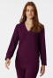 Sweatshirt long-sleeved double rib brushed V-neck plum - Mix+Relax